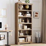 Garvee Libreria Rustica Alta 75" (190 cm), 2-6 Ripiani Regolabili, MDF Robusto, Anti-Ribaltamento, Uso Soggiorno e Ufficio, Elegante Neutro - Marrone