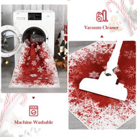 Tappeto natalizio rotondo Garvee, antiscivolo con motivo a fiocchi di neve, per ingresso, 120 cm, multicolore