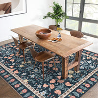 Tappeto decorativo da interno Garvee Boho 160x230cm, antiscivolo, a pelo corto, in fibre sintetiche morbide, motivo floreale nero vintage, per soggiorno, sala giochi