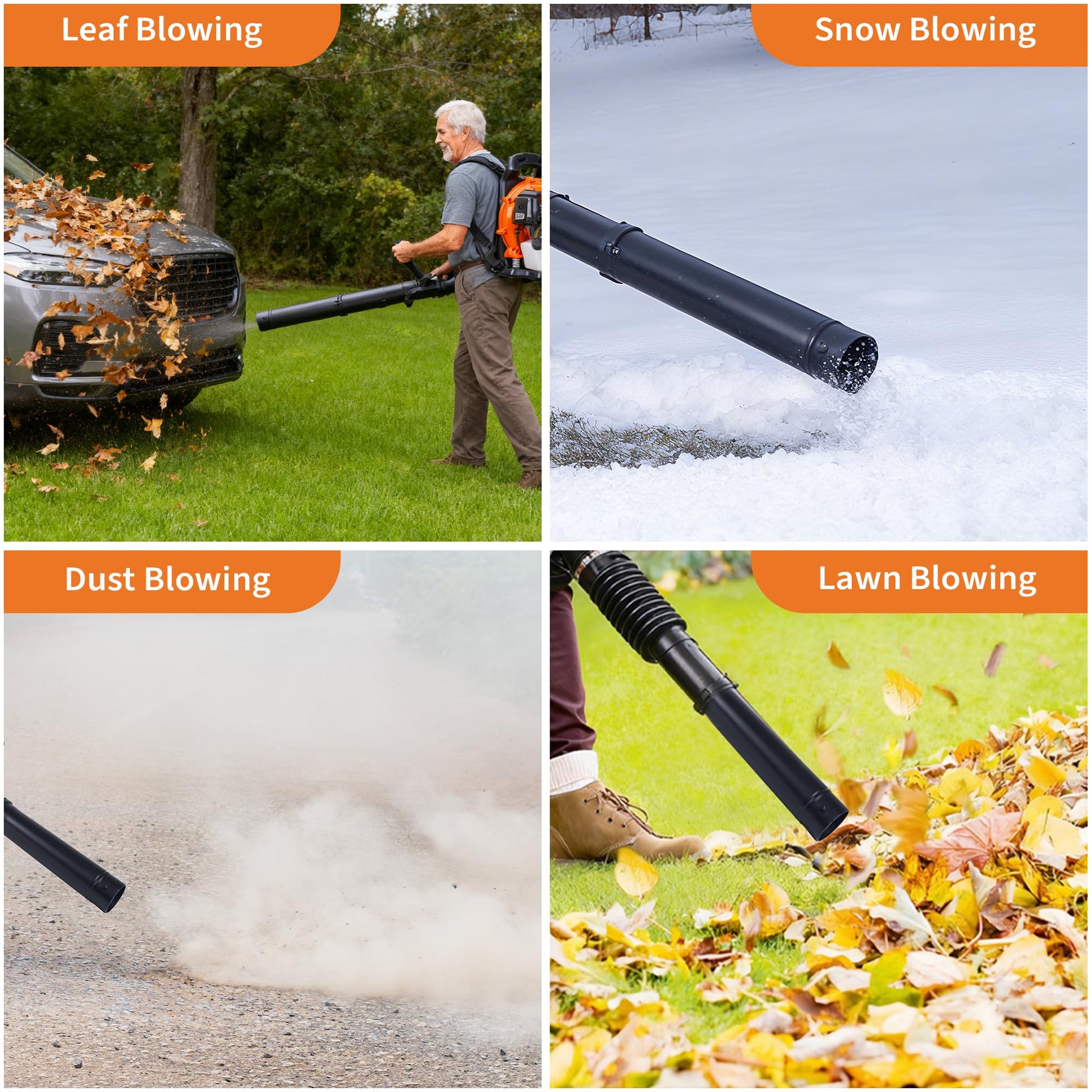 Soffiatore per foglie a zaino Garvee 52CC, motore a 2 tempi da 2,2 CV, per giardino e neve, 780 CFM, ergonomico, leggero, serbatoio da 1,2 l, impugnatura antivibrazione