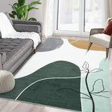 Garvee Tappeto Moderno In Poliestere 160x230cm Morandi Green, Design Geometrico Floreale, Lavabile, Antiscivolo Per Soggiorno E Camera - Verde Morandi
