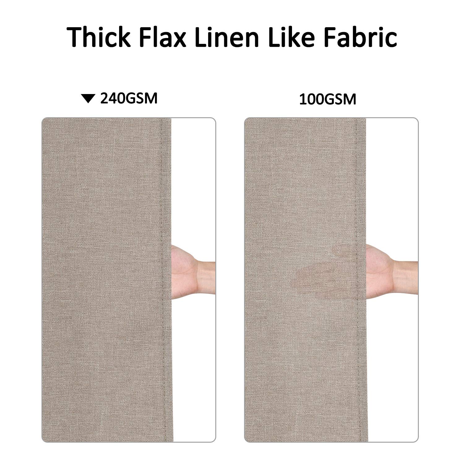 Garvee Flachs Leinen Duschvorhang 240GSM Schwerer Breiter Stoff Mit Haken Für Badezimmer Hotel Luxus Taupe 200x200 cm