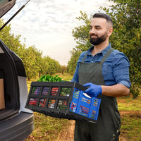 Garvee Robusta Scatola Pieghevole Professionale con Maniglie Touch, 55L, 40x56x26cm, Blu - Pieghevole, Impilabile, Ecologica