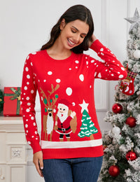 Maglione natalizio da donna Garvee, elegante girocollo a maniche lunghe multicolore