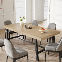 Tavolo da pranzo industriale Garvee per 6-8 persone, struttura in metallo robusto, superficie in MDF marrone rustico, gambe regolabili, 70,87 pollici
