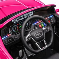 Garvee Auto Elettrica per Bambini 12V Audi Licenziata con Telecomando, Musica e Batteria Ricaricabile - Fuoristrada per Esterni - Rosso Rosa