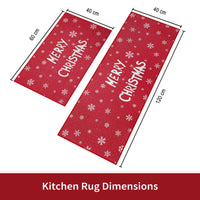 Garvee Set 2 Tappeti Natalizi Cucina Antiscivolo Lavabile Poliestere Rosso 40x60cm 40x120cm