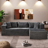 Garvee Divano Modulare Cloud L-Shaped, Seduta Profonda 16.3", Chaise 36.7", Tessuto Corduroy Beige, Salotto, Senza Montaggio - Grigio, forma destra