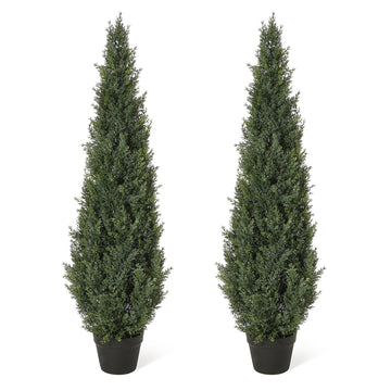 Alberi artificiali di cedro topiato Garvee da 4 piedi, resistenti alle intemperie, materiale di alta qualità per uso in giardino e in interni, set da 2, verde