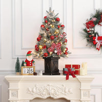 Albero di Natale Artificiale Garvee 90 cm con 78 LED Bianco Caldo - 8 Modalità Luce, Fibra Ottica, Effetto Gelo e Base Semicircolare