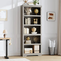 Garvee Libreria 5 Ripiani Alta Regolabile Antiscivolo MDF Resistente Design Elegante Multiuso Casa Ufficio 175 cm