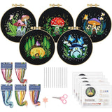 GARVEE Kit da ricamo per principianti da 5 pezzi, punto croce a forma di fungo, pratico kit da cucito, decorazione in cotone, set di pittura per principianti per la casa
