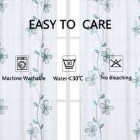 Tende trasparenti Garvee con ricamo per cucina e soggiorno, 26"x36", bianco turchese, poliestere