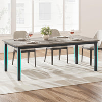 Tavolo da Pranzo Garvee Lungo 199.4 cm per 6-8 Persone Stile Industriale, Design Smussato, MDF e Metallo, Larghezza 10 cm, Marrone