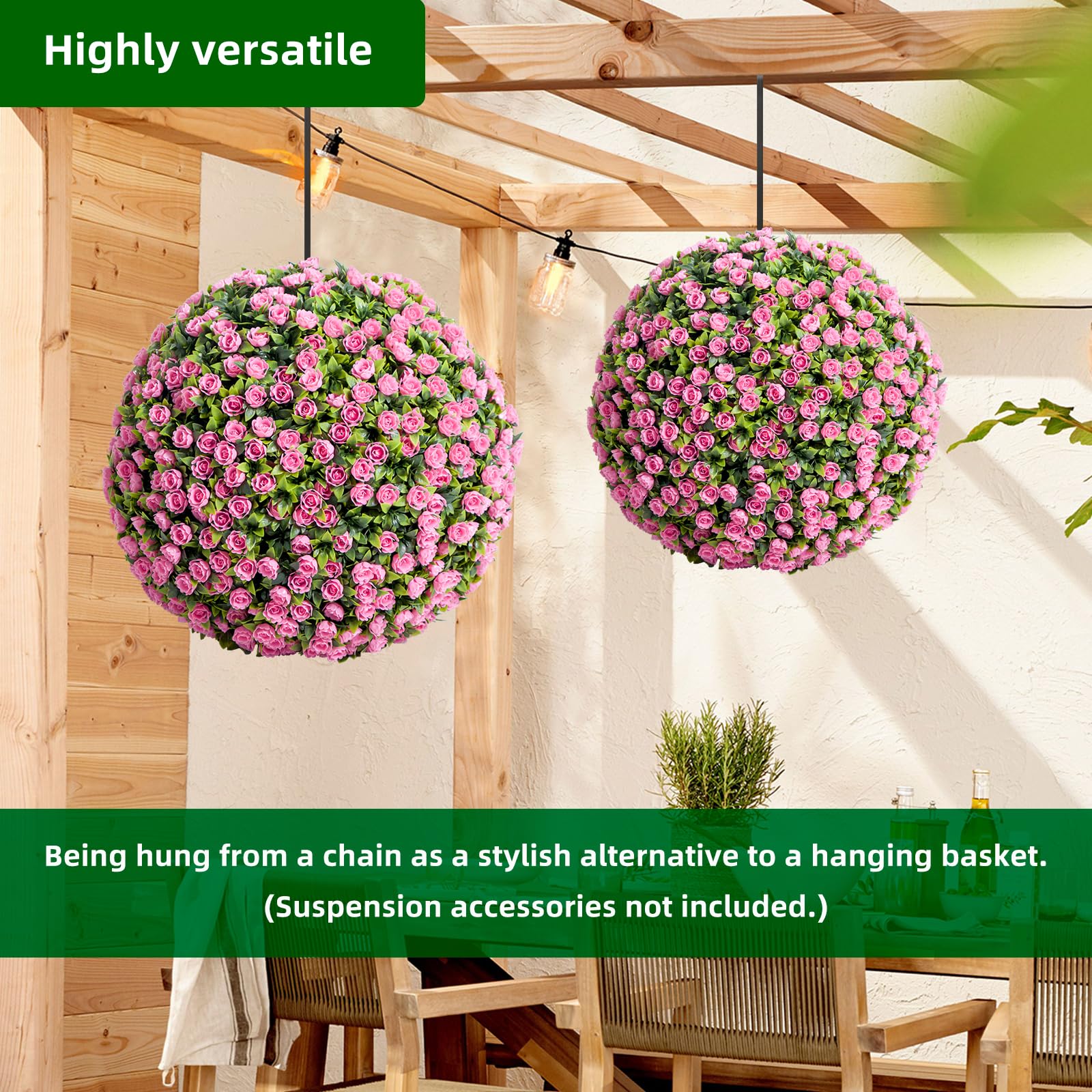 Garvee Artificial Bosso Balls 21,6 pollici, materiale PE, set da 2, per interni ed esterni, matrimonio e giardino, verde