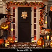 Garvee Set di 3 lanterne decorative in metallo con candele LED senza fiamma, nere, per uso interno ed esterno, giardino e terrazza, 22", 19", 17"