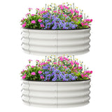 Aiule rialzate Garvee, set da 2, 3x3x1 piede, acciaio zincato, bianco, per ortaggi e fiori, fioriera da esterno - bianco