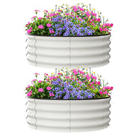 Aiule rialzate Garvee, set da 2, 3x3x1 piede, acciaio zincato, bianco, per ortaggi e fiori, fioriera da esterno