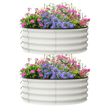 Aiule rialzate Garvee, set da 2, 3x3x1 piede, acciaio zincato, bianco, per ortaggi e fiori, fioriera da esterno