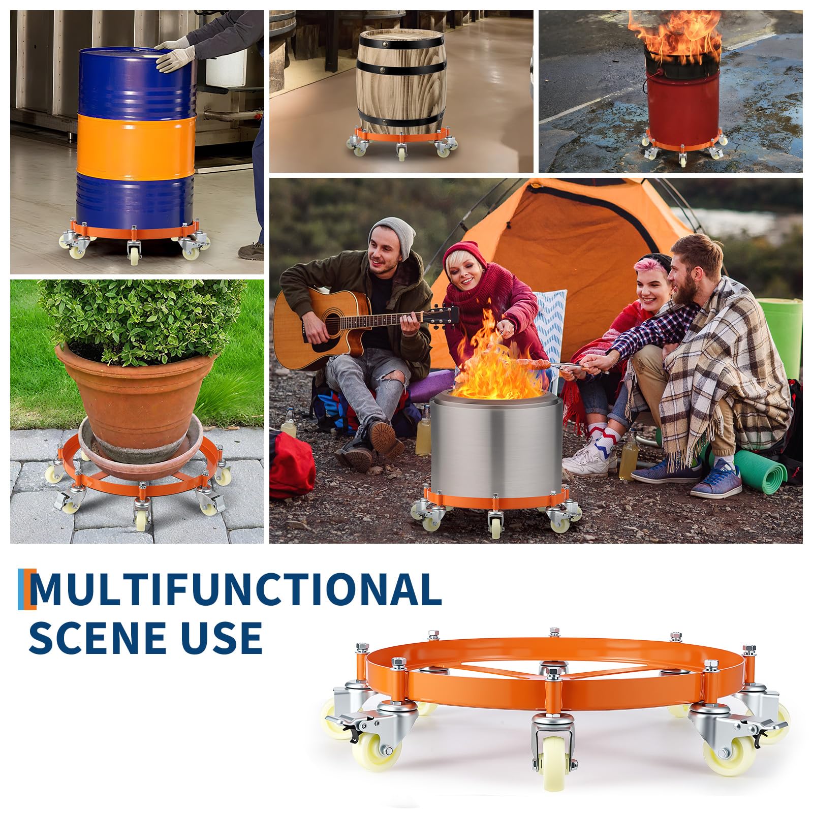 Carrello per Fusti Garvee 55 Galloni 2000 libbre | Ideale per Festa del Papà, Telaio Acciaio Zincato Antiribaltamento con Freni e Ruote Girevoli per Magazzino Officina