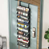 Porta spezie da appendere alla porta Garvee, portaoggetti da appendere alla porta a 10 ripiani, portaoggetti da appendere alla porta in metallo con ganci, organizer da appendere per cucina, dispensa, soggiorno, 41,5 x 13 x 154 cm, nero