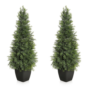 Albero di cedro artificiale Garvee da 36 pollici, resistente ai raggi UV, realistico, tronco di legno, resistente alle intemperie per uso interno ed esterno, decorazione natalizia verde