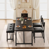 Set da pranzo Garvee per 4 persone con 2 posti imbottite e panca, MDF e acciaio, robusto, salvaspazio, per stanze e appartamenti di piccole dimensioni, grigio
