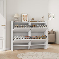 Garvee Mobile Porta Scarpe con 4 Cassetti Ribaltabili, Organizzatore in MDF Bianco per Ingresso e Soggiorno, Salvaspazio, 47.2"x10.3"x36.6"