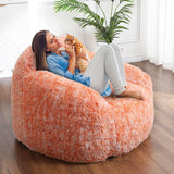 Garvee Poltrona Sacco Grande per Adulti in Pelliccia Sintetica Arancione, Design Strutturato, Schiuma Alta Densità, Arredo Soggiorno, 94x96x65 cm - Orange