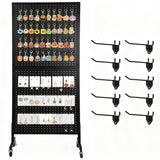 Garvee Espositore Pegboard 2'x5' con Base a T e Ruote, Doppio Pannello, Ferro Robusto, Ideale per Fiere e Negozi, Nero - Black