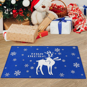 Garvee Deurmat Tappeto antiscivolo natalizio 50x80 cm Tessuto non tessuto cattura sporco Bianco Blu Per ingresso interno ed esterno