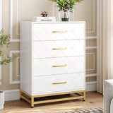 Cassettiera Garvee per camera da letto, 4 cassetti, moderna, maniglie in metallo, legno MDF, bianco, robusta, ampio spazio per l'archiviazione, per ufficio o soggiorno - Bianco