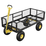 Garvee Carrello Giardino 408 kg - Manici Regolabili, Telaio Acciaio, Lati Rete Rimovibili, Pneumatici 25,4 cm Tutto-Terreno per Giardino e Fattoria - Nero