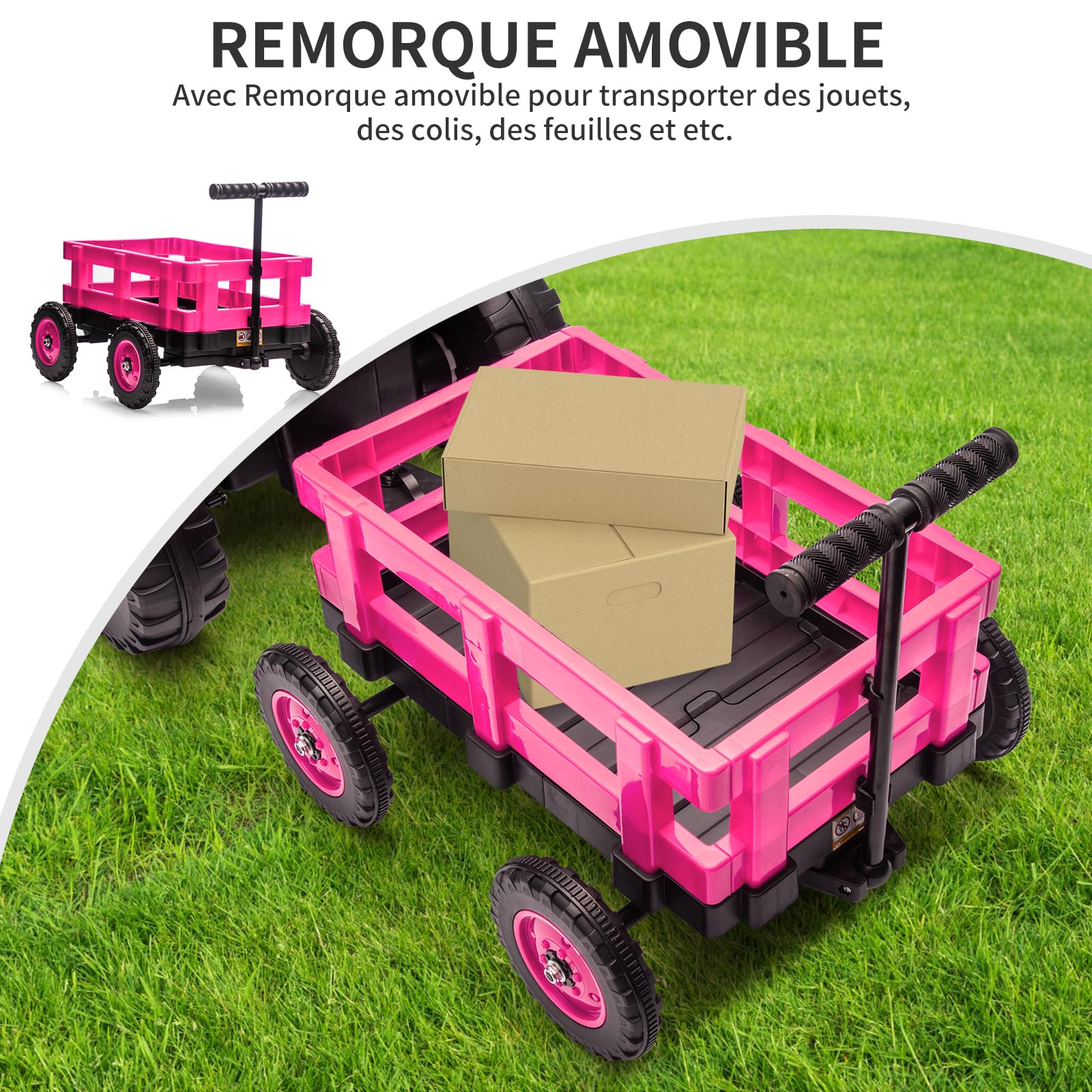 Trattore per bambini Garvee Kids Tractor 12V Twin Motor – Rosa moderno con doppio motore, telecomando per genitori e musica per bambine dai 3 anni in su, da usare nel parco giochi o in giardino.