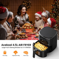 Friggitrice ad aria calda Garvee da 4,5 l e 1500 W con finestra di visualizzazione e tappetino da forno in silicone per la cucina di famiglia