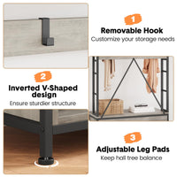 Garvee Hall Tree con panca e guardaroba 5 in 1 Organizer per corridoio e ingresso Legno Regolabile Robusto