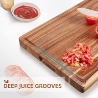 Tagliere in legno di acacia Garvee 50 x 38 x 3,8 cm con scanalatura per il succo – Utilizzabile su entrambi i lati, robusto e versatile per la cucina e il piacere