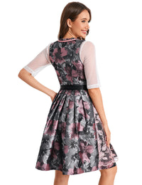 Garvee Dirndl, abito tradizionale da donna, corto e midi, set da 3 pezzi, nero e rosa, taglie 34-52