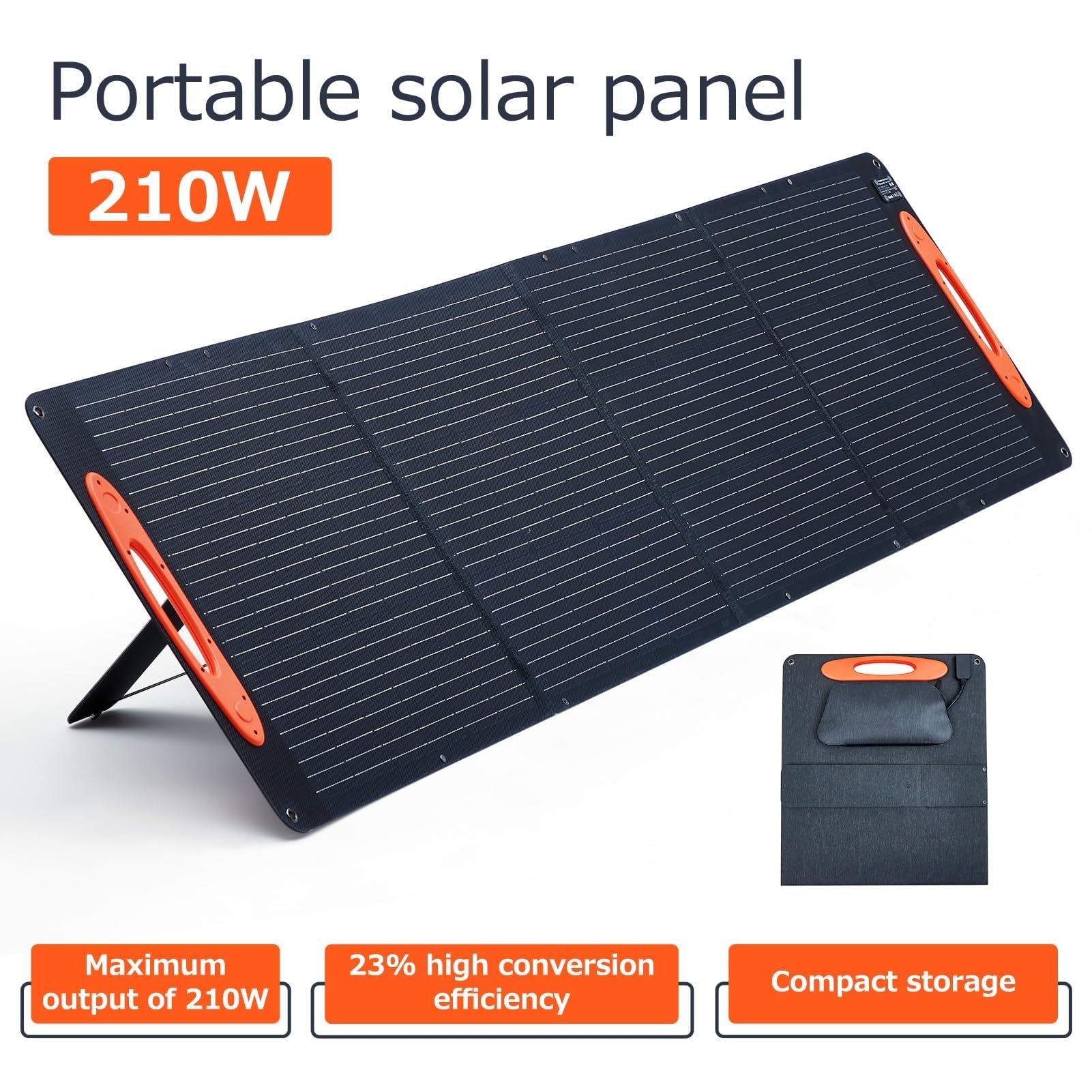 Pannello solare pieghevole GARVEE da 210 W con cavo MC-4 a XT60, IP68 impermeabile, monocristallino, montaggio flessibile, campeggio all'aperto ed emergenza