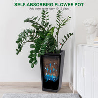 Garvee Set di 2 fioriere alte 22,5" con irrigazione automatica per giardino e patio, nere, plastica resistente alle intemperie, 22,5 pollici