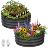Garvee Letto Da Giardino Rialzato In Acciaio Zincato, 2 Pezzi, 3x3x1 FT, Grigio Scuro, Ideale Per Orto E Fiori