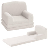 Garvee Divano Bambini 2-in-1 Trasformabile, Confortevole e Morbido, Schiuma ad Alta Densità, Rivestimento Sherpa, Bianco Corona, per Camera e Gioco - Corona bianca