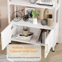 Libreria moderna ad arco a 4 ripiani Garvee con ante, struttura in metallo, per ufficio e soggiorno, altezza 71,5", bianca