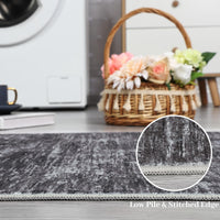 Tappeto rettangolare grande a pelo corto Garvee, tappeto moderno lavabile per sala giochi o camera da letto, grigio scuro, 160 x 230 cm