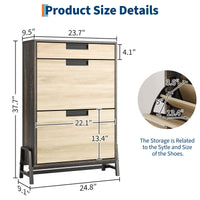 Garvee Scarpiera con 2 cassetti pieghevoli, 1 cassetto, legno, gambe in metallo, stretta per corridoio e soggiorno