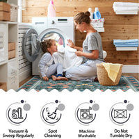 Tappeto decorativo Garvee per interni Boho, 200x290 cm, grande, antiscivolo, nero, a pelo corto, con motivo floreale, per soggiorno, cameretta dei bambini, sala giochi