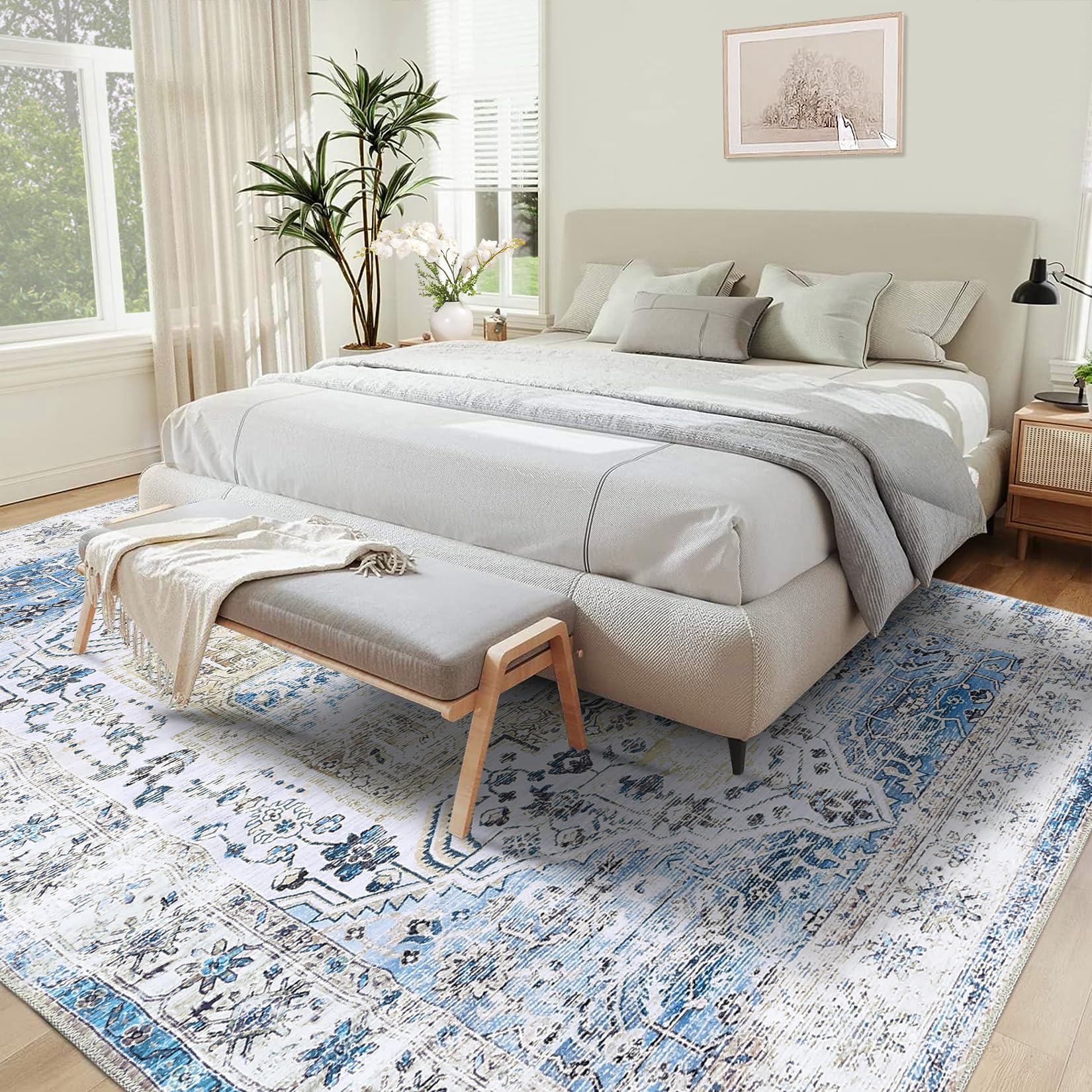 Garvee Grande Tappeto Vintage 200x290 cm Lavabile Antiscivolo Poliestere Classico Per Soggiorno E Camera Da Letto Multicolore