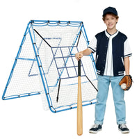 Rete da rimbalzo per lancio di baseball Garvee 5x4 piedi con bersaglio a 9 fori, angolo regolabile, struttura in metallo, pieghevole, versatile per giardino e allenamento