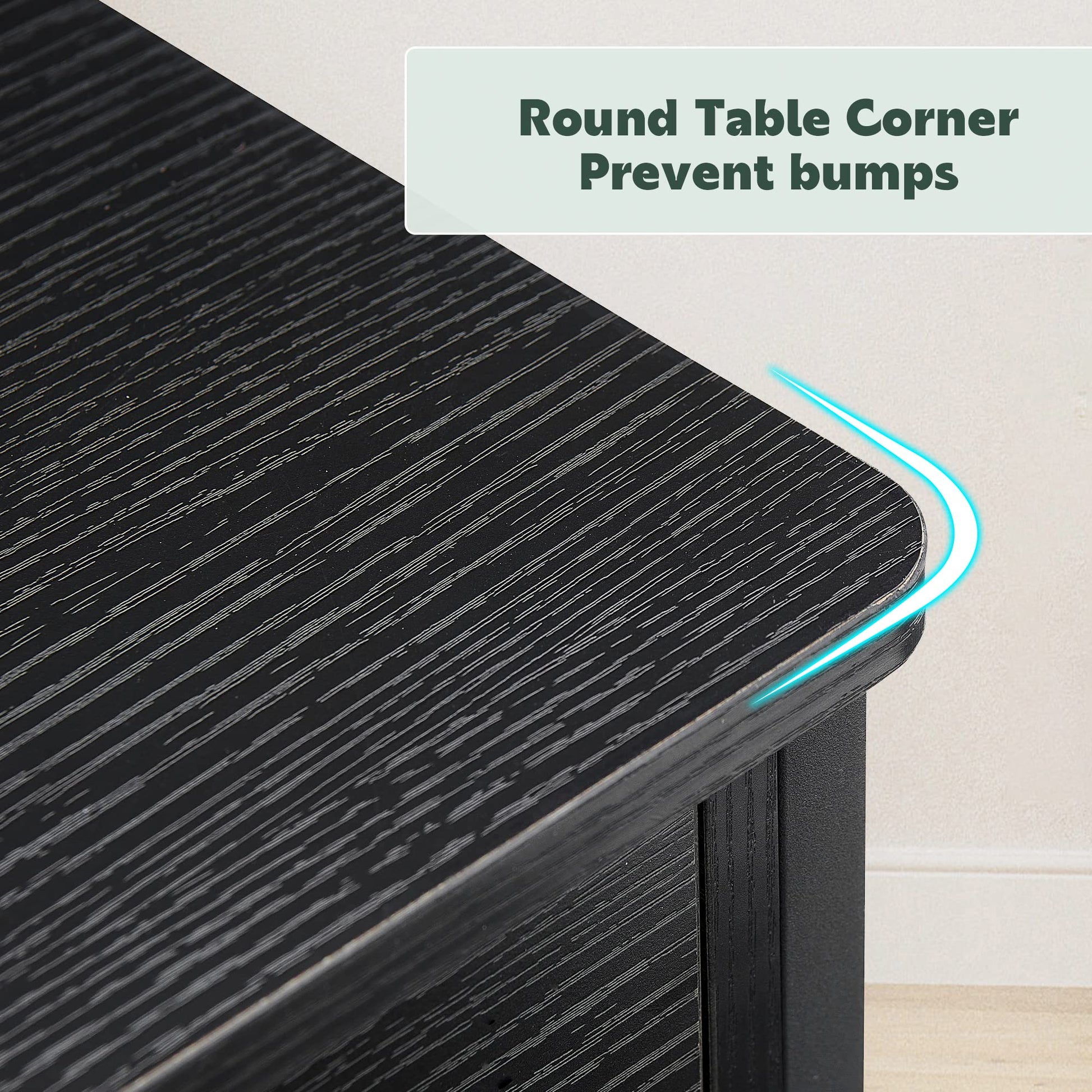 Comodino Garvee con cassetto e ripiano, tavolino laterale in legno, nero, camera da letto e soggiorno, rotondo, resistente