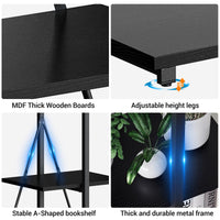 Libreria Garvee a 4 ripiani, design a scala, legno robusto, a forma di A, soggiorno, ufficio, camera da letto, nera, versatile